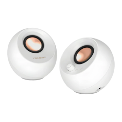 Creative Labs Pebble Pro Blanc 2.0 30W lumières RGB entrée AUX Bluetooth 5.3 Enceintes PC