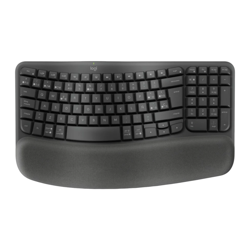 Logitech Wave Keys Espagnol à membrane Bluetooth + 2,4GHz Clavier sans fil ergonomique
