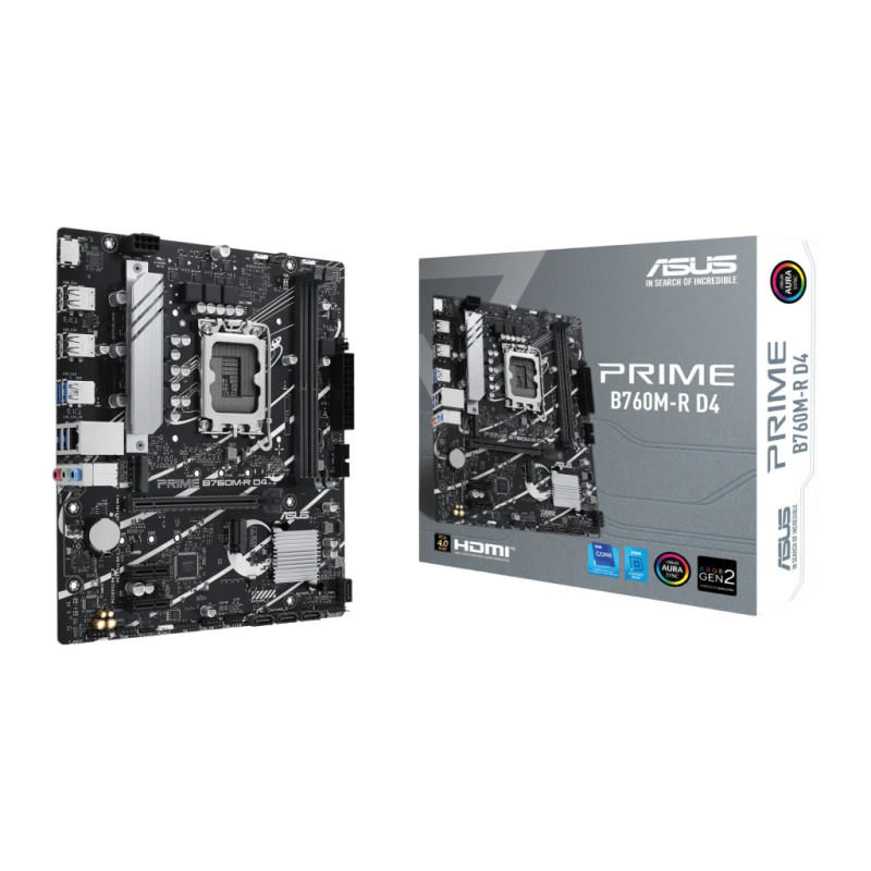 ASUS Prime B760M-R D4 Intel B760 LGA1700 DDR4 mATX Sans WiFi 2,5G Ethernet 2 emplacements M.2 Carte mère