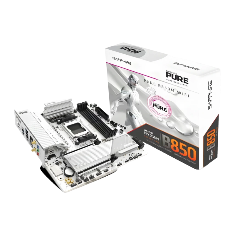 Sapphire Pure B850M WiFi B850 AM5 DDR5 mATX WiFi 6 2 emplacements M.2 Carte mère