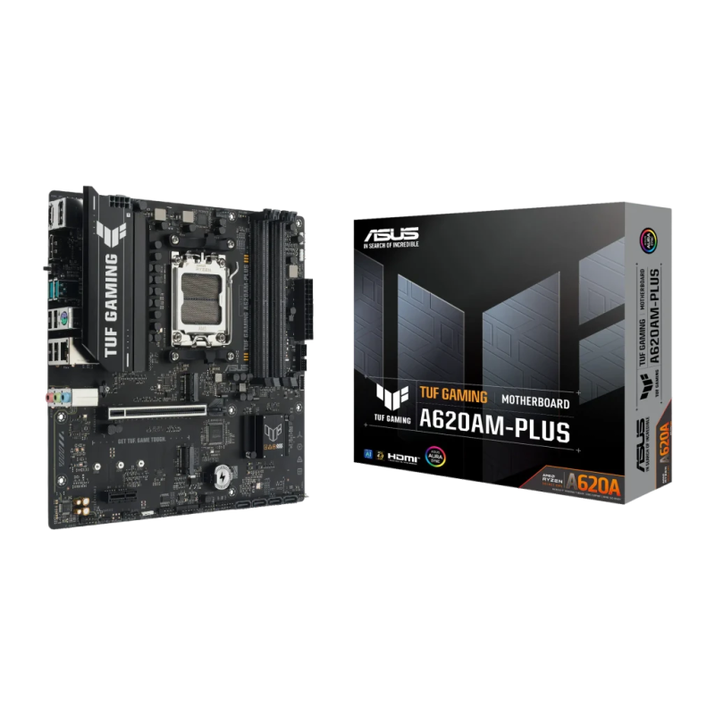 ASUS TUF Gaming A620AM-Plus mATX AM5 A620 DDR5 Sans WiFi 2,5G Ethernet 2 emplacements M.2 Carte mère