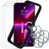 Pack d'accessoires iPhone 13 avec 3 Protection d'écran + 3 Film protection caméra + Coque Bumper