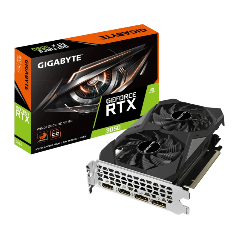 Gigabyte GeForce RTX 3050 WINDFORCE OC V2 6GB GDDR6 2 ventilateurs Carte graphique