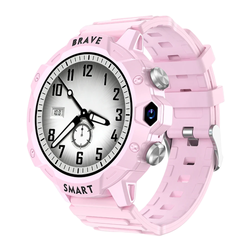 T75 Kids 4G Rose Bouton SOS Appel Vidéo GPS LBS IP67 - Montre connectée