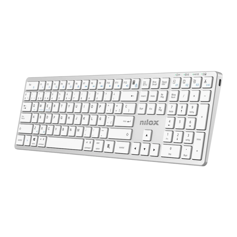 Nilox Pro Wireless Silver Blanc à membrane Clavier sans fil