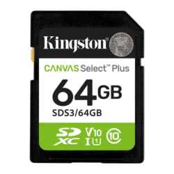 Kingston Canvas Select Plus 64GB 100MB/s U1 V10 Carte mémoire SDXC