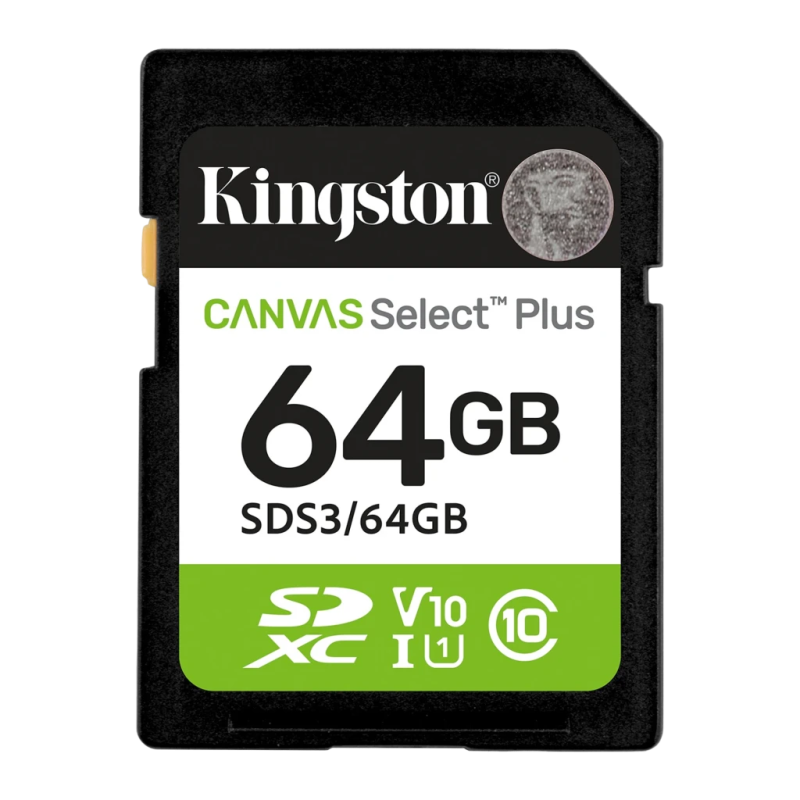 Kingston Canvas Select Plus 64GB 100MB/s U1 V10 Carte mémoire SDXC