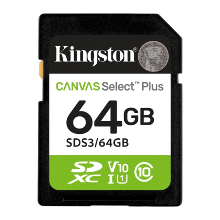 Kingston Canvas Select Plus 64GB 100MB/s U1 V10 Carte mémoire SDXC