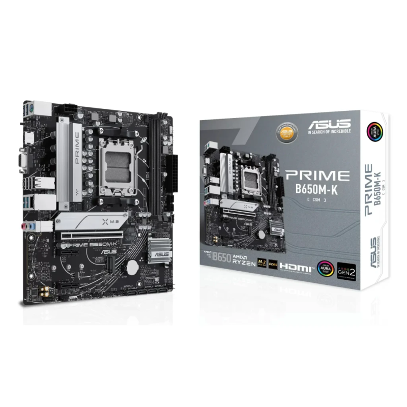 ASUS PRIME B650M-K B650 AM5 DDR5 mATX 2.5G LAN 2 emplacements M.2 Carte mère
