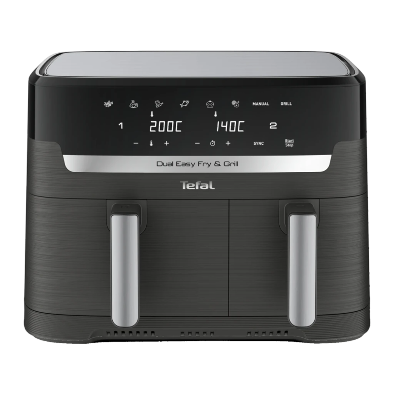 Tefal Dual Easy Fry & Grill EY905B Double panier 8,3L (5,2L + 3,1L) 2700W 8 programmes écran tactile Friteuse à air