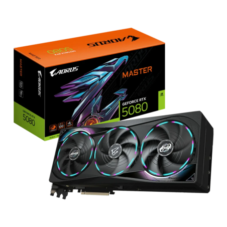 Gigabyte AORUS GeForce RTX 5080 Master 16GB GDDR7 3 ventilateurs HDMI 2.1 3 DisplayPort Carte graphique