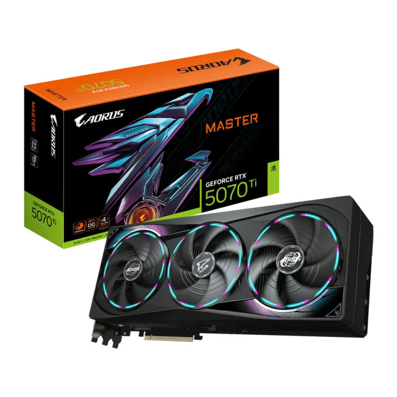 Gigabyte Aorus GeForce RTX 5070 Ti Master 16GB GDDR7 3 ventilateurs HDMI 2.1 Carte graphique