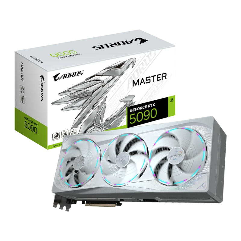 Gigabyte Aorus GeForce RTX 5090 Master Ice 32GB GDDR7 3 ventilateurs HDMI 2.1 3 DisplayPort Carte graphique