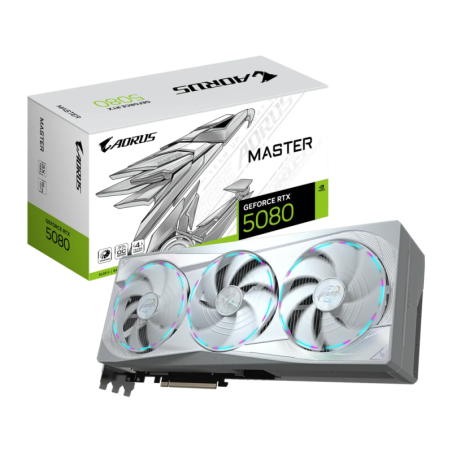 Gigabyte Aorus GeForce RTX 5080 Master Ice 16GB GDDR7 3 ventilateurs HDMI 2.1 Carte graphique