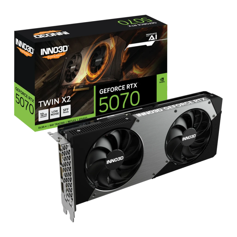 Inno3D GeForce RTX 5070 Twin X2 OC 12GB GDDR7 2 ventilateurs HDMI 2.1 3 DisplayPort Carte graphique