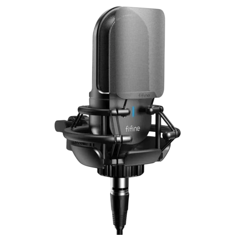 Fifine K726 XLR Noir pour Enregistrement et Transmission sur PC cardioïde suppression du bruit Microphone