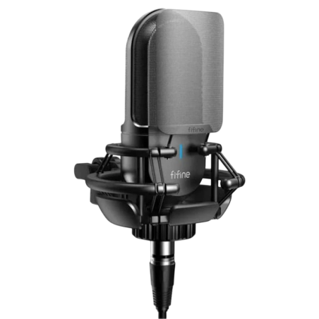 Fifine K726 XLR Noir pour Enregistrement et Transmission sur PC cardioïde suppression du bruit Microphone