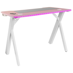 Mars Gaming MGD 100 RGB Rose 100x60 cm 100kg fibre de carbone LED gestion des câbles support pour casque Bureau gaming