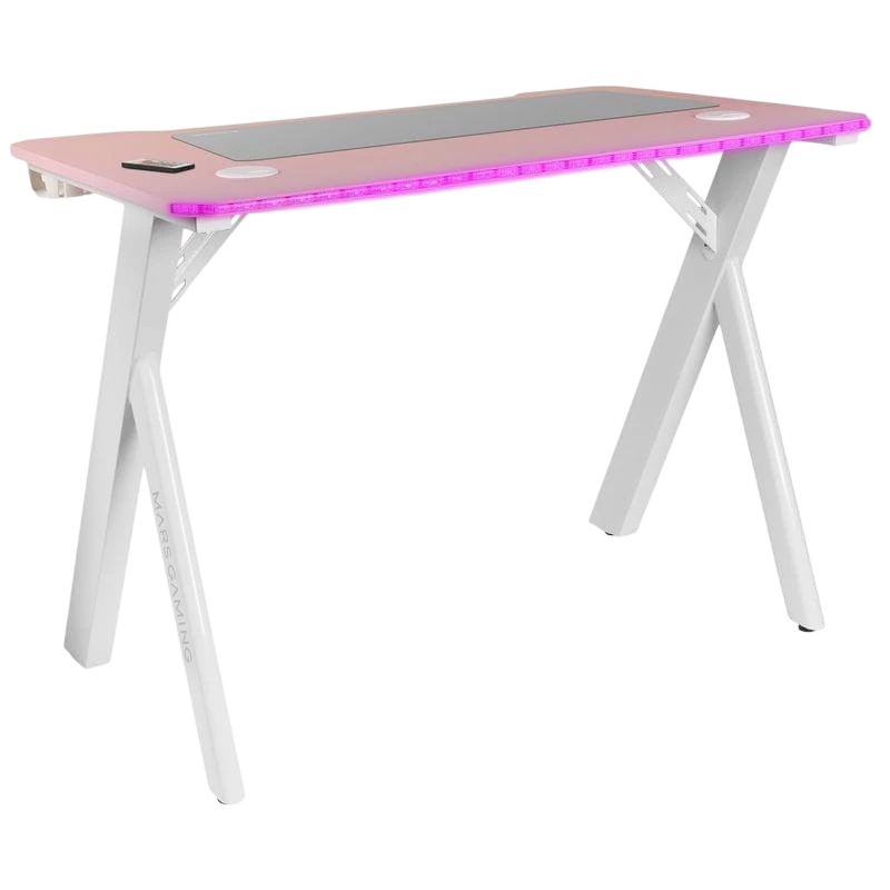 Mars Gaming MGD 100 RGB Rose 100x60 cm 100kg fibre de carbone LED gestion des câbles support pour casque Bureau gaming