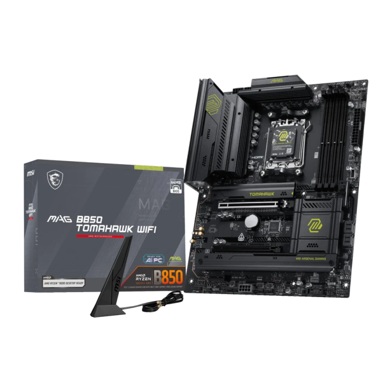 MSI MAG B850 Tomahawk WiFi AMD B850 AM5 DDR5 ATX WiFi 7 4 emplacements M.2 Carte mère