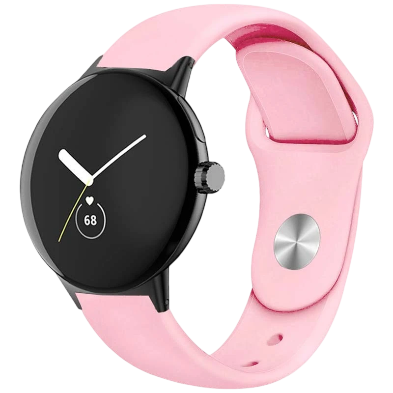 Bracelet Universel Elegance Silicone 20mm Rose pour Smartwatch Xiaomi/Amazfit/Samsung/Huawei/Realme/Ticwatch