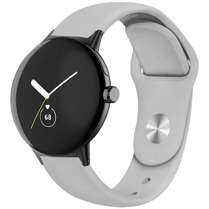 Bracelet Universel Elegance Silicone 20mm Gris pour Smartwatch Xiaomi/Amazfit/Samsung/Huawei/Realme/Ticwatch