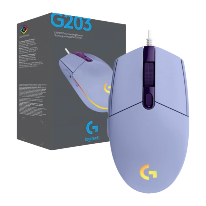 Logitech G203 Lightsync 8000 DPI RGB Multicolore 6 boutons USB 85 g Souris gaming