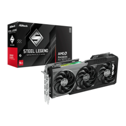 ASRock Radeon RX 9070 XT Steel Legend Dark 16GB GDDR6 3 ventilateurs HDMI 2.1 3 DisplayPort Carte graphique