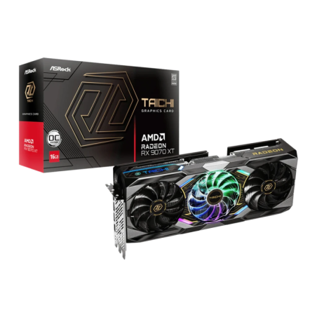 ASRock Radeon RX 9070 XT Taichi OC 16GB GDDR6 3 ventilateurs HDMI 2.1 Carte graphique