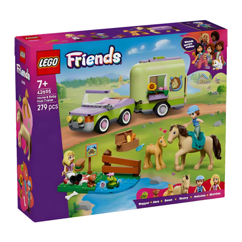 Set de Construction LEGO Friends 42695 Cheval, Poulain et Remorque