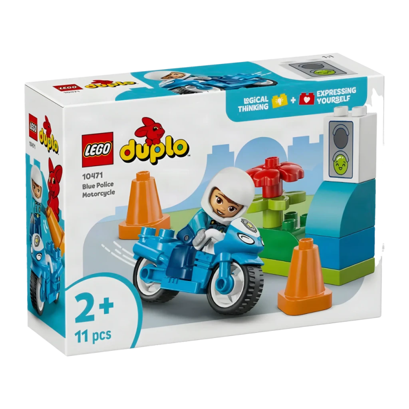 Set LEGO DUPLO Town Moto de Police Bleue 10471 11 pièces