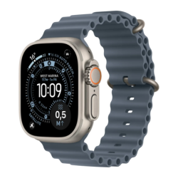 Apple Watch Ultra 3 GPS + Cellular 49mm Titane Naturel bracelet Ocean Bleu Nautique