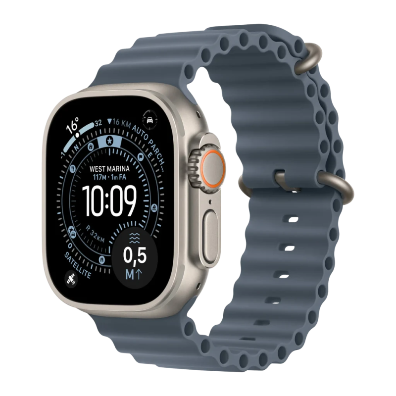Apple Watch Ultra 3 GPS + Cellular 49mm Titane Naturel bracelet Ocean Bleu Nautique