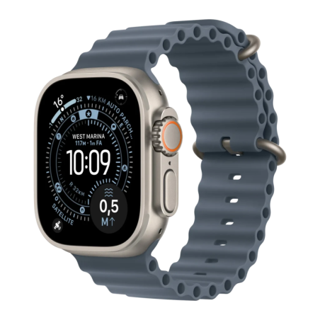 Apple Watch Ultra 3 GPS + Cellular 49mm Titane Naturel bracelet Ocean Bleu Nautique