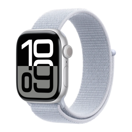 Apple Watch Series 10 GPS 42mm Argent bracelet Boucle Sport Bleu