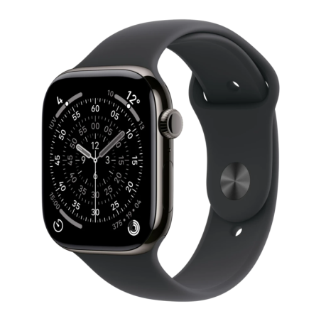 Apple Watch Series 11 GPS + Cellular 46mm Titane Ardoise bracelet sport Noir M/L