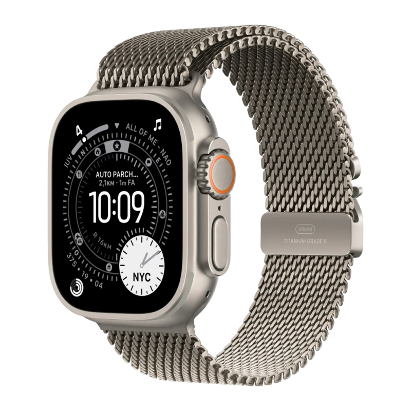 Apple Watch Ultra 3 GPS + Cellular 49mm Titane Naturel bracelet Milanese Loop en titane taille L
