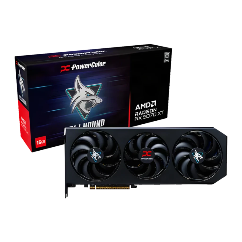 PowerColor Radeon RX 9070 XT Hellhound 16GB OC GDDR6 3 ventilateurs HDMI 2.1 Carte graphique