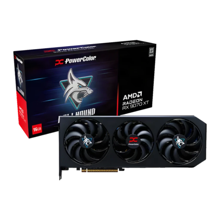 PowerColor Radeon RX 9070 XT Hellhound 16GB OC GDDR6 3 ventilateurs HDMI 2.1 Carte graphique