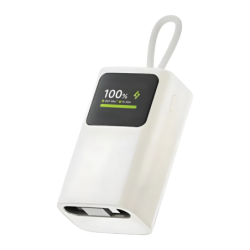 Sharge HyperTower E3 Blanc avec câble rétractable intégré 10000mAh 45W USB-C Power Bank