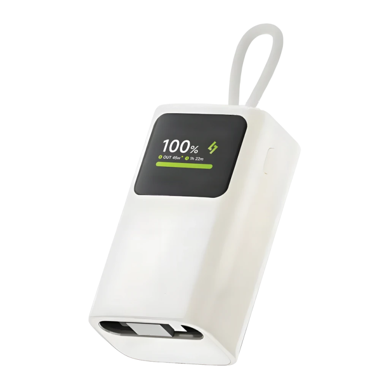 Sharge HyperTower E3 Blanc avec câble rétractable intégré 10000mAh 45W USB-C Power Bank
