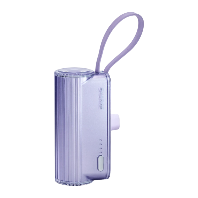 Power Bank Sharge Flow Mini 2 Pro 5800mAh Violet Câble USB-C intégré 22,5W PD et QC