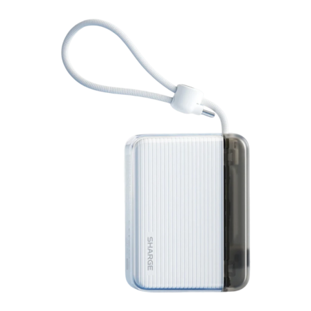 Sharge Flow Go Blanc avec câble intégré 10000mAh 22,5W USB-C Power Bank