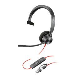Poly Blackwire 3310 Mono USB-C Réduction de bruit Noir Arceau avec micro Casque