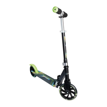 Trottinette Muuwmi Aluminium Scooter Neon 180mm avec roues lumineuses Vert néon/Noir