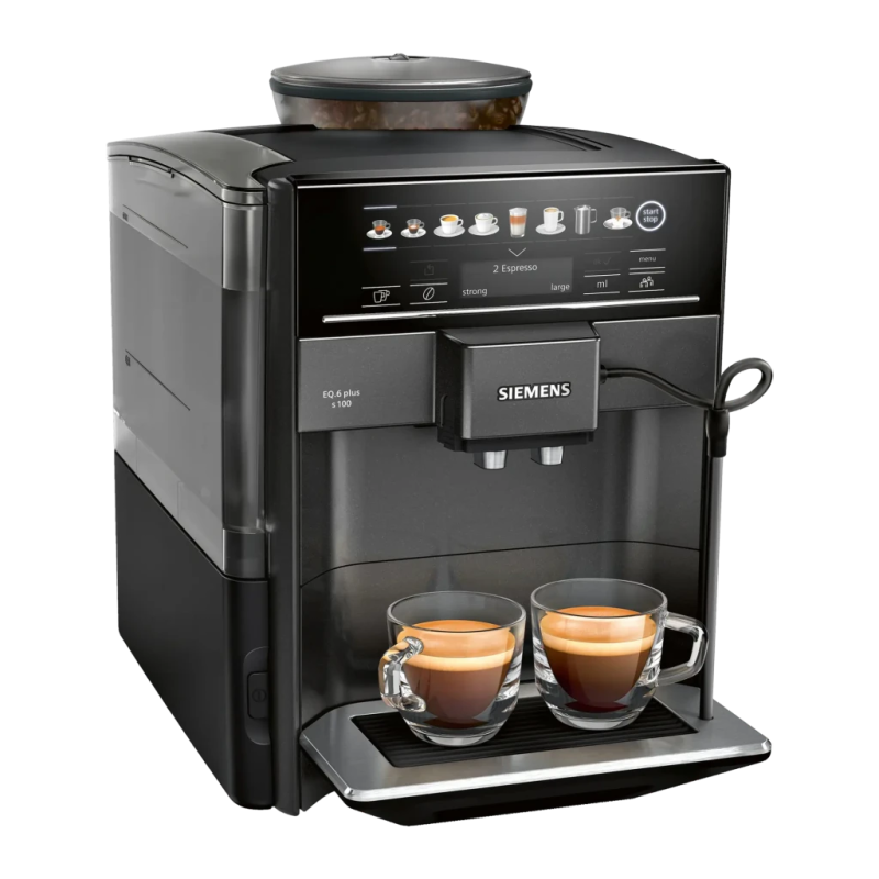 Siemens EQ.6 Plus S100 Moulin Céramique 15bar 1,7L Noir 1500W buse vapeur Machine à Café Superautomatique