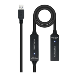 Câble USB Nanocable 3.0 prolongateur avec amplificateur Type A M/F 10m Noir