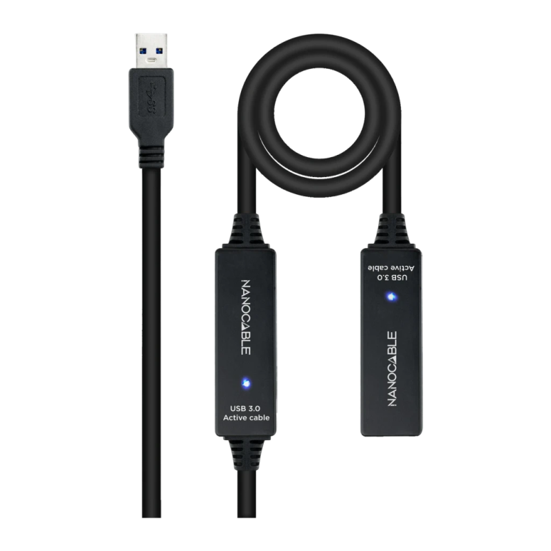 Câble USB Nanocable 3.0 prolongateur avec amplificateur Type A M/F 10m Noir