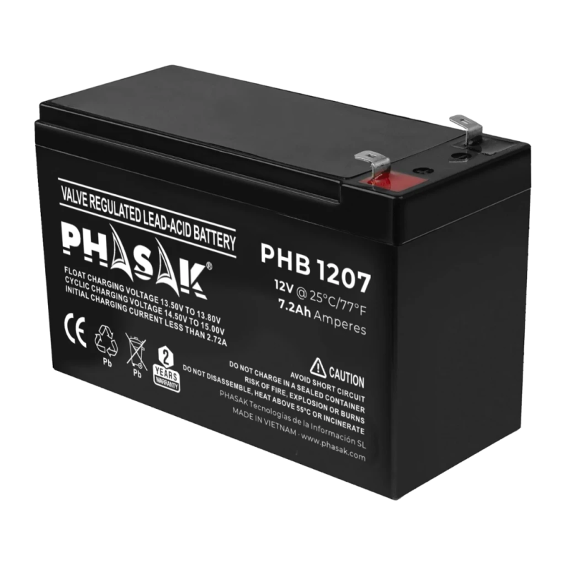 Batterie pour onduleur Phasak PHB 1207 12V 7,2Ah VRLA Noir