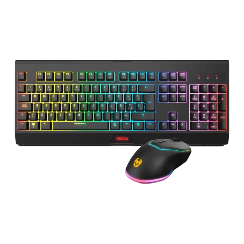 Pack Gaming Krom Kabala Membrane 4800 DPI RGB Espagnol Noir Clavier et souris sans fil